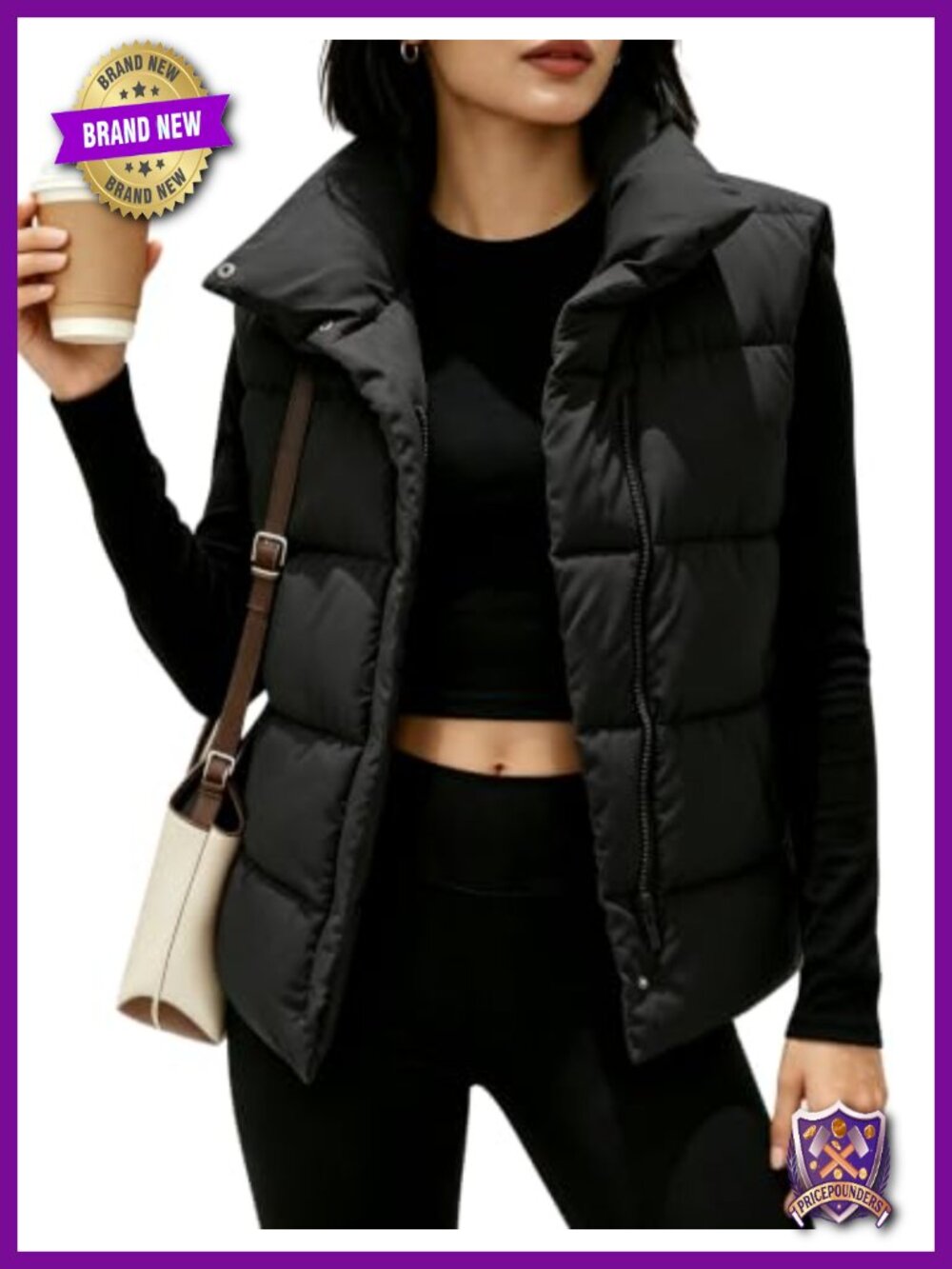 Women's Puffer Vest Zip Up Sleeveless Lightweight Stand Collar Padded Gilet